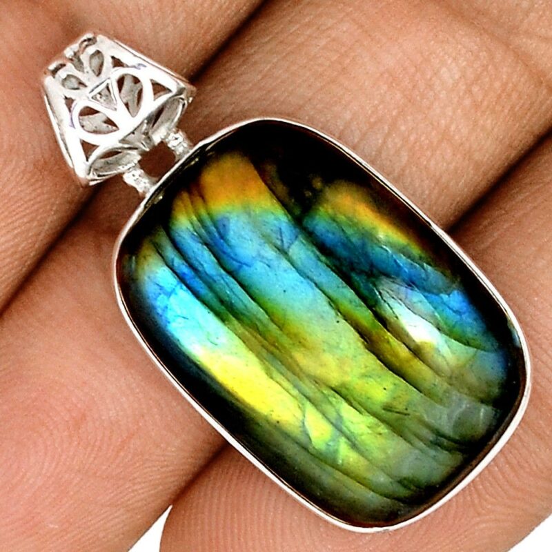 Pendentif protection labradorite Monture argent 925 ref 5775