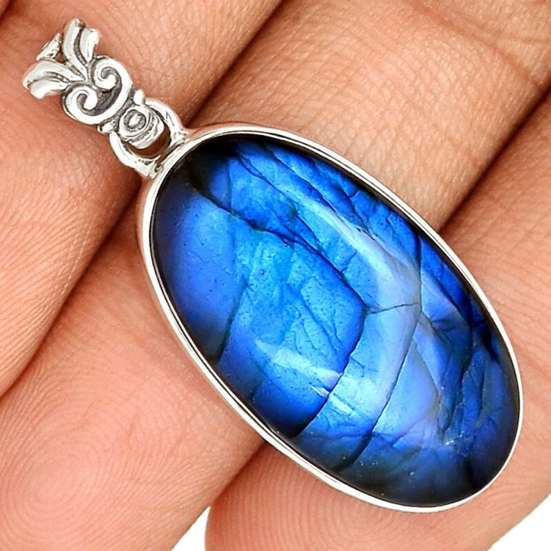 Pendentif protection labradorite Monture argent 925 ref 4344