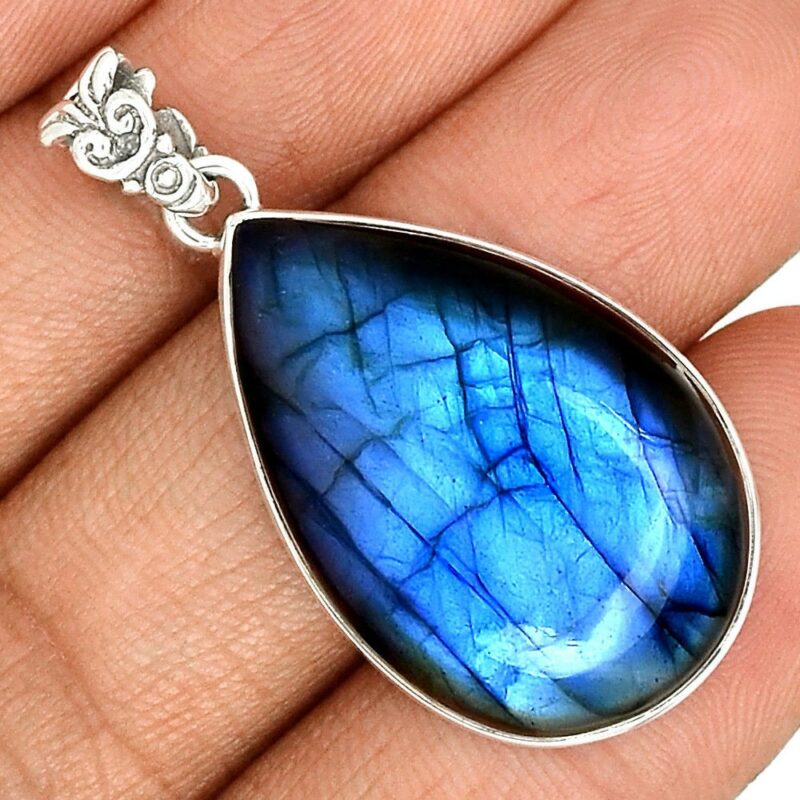 Pendentif protection labradorite Monture argent 925 ref 6860