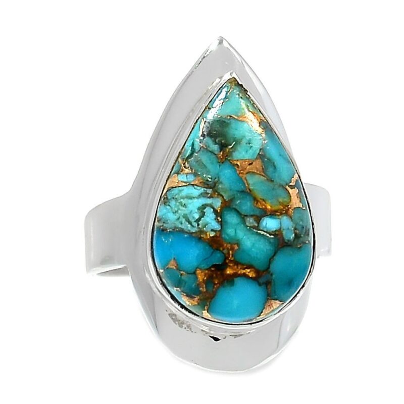 BAGUE TURQUOISE MONTURE EN ARGENT 925.TAILLE 55 1/4 REF 3321