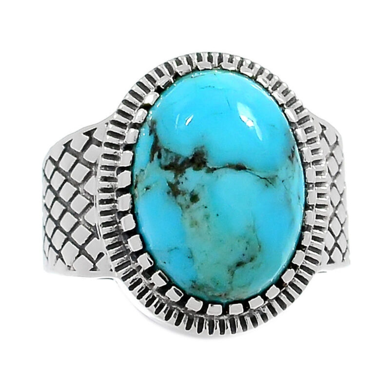 BAGUE TURQUOISE MONTURE EN ARGENT 925.TAILLE 55 1/4 REF 0146