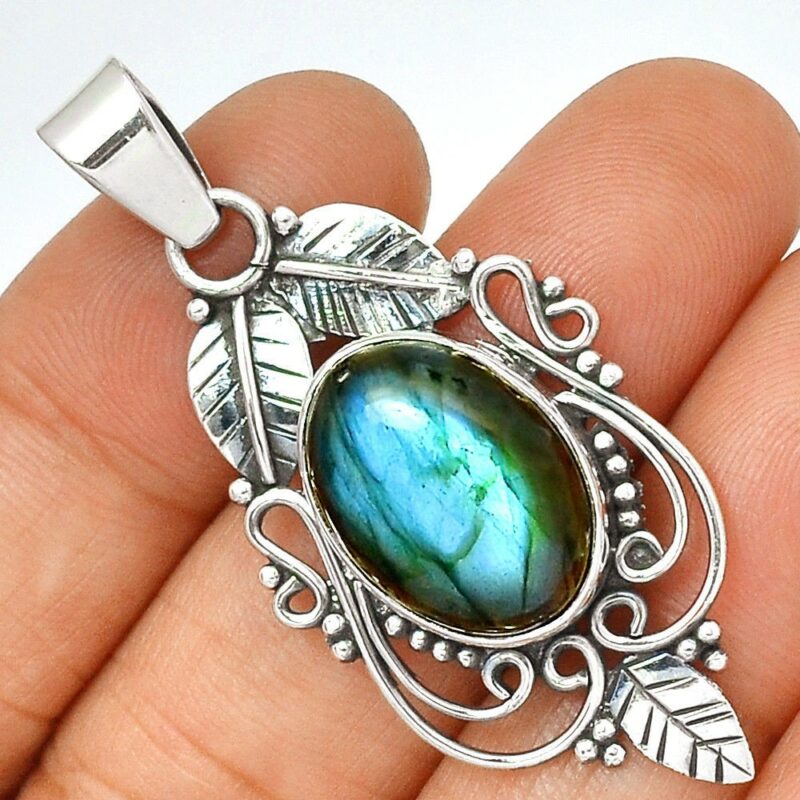 Pendentif protection labradorite Monture argent 925 ref 1896
