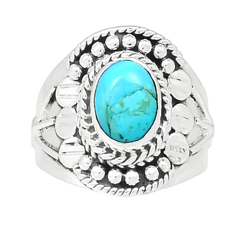 BAGUE TURQUOISE MONTURE EN ARGENT 925.TAILLE 51 3/4 REF 9730