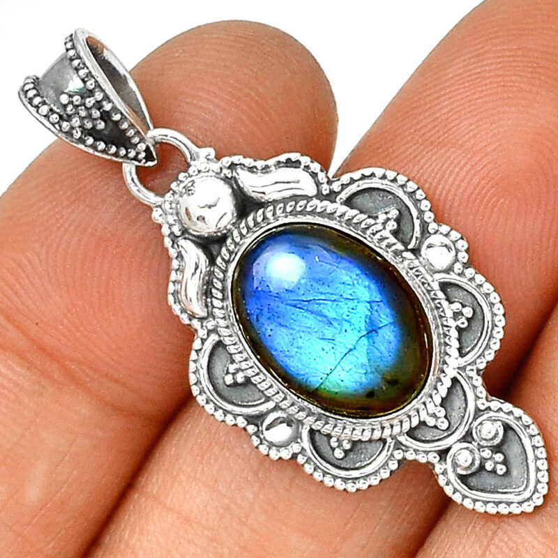 Pendentif protection labradorite monture argent 925 ref 2418
