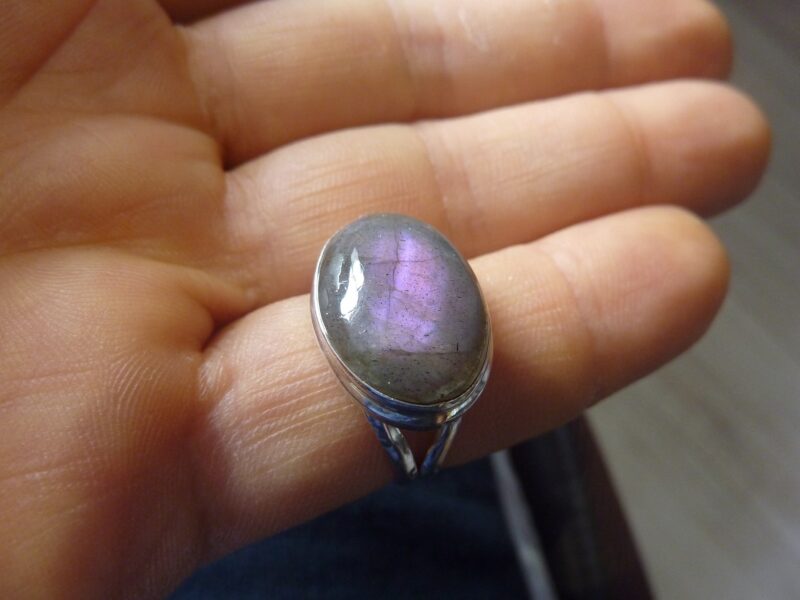 BAGUE LABRADORITE VIOLETTE RARE & ARGENT 925 TAILLE 55 1/4 ref 4235 – Image 3
