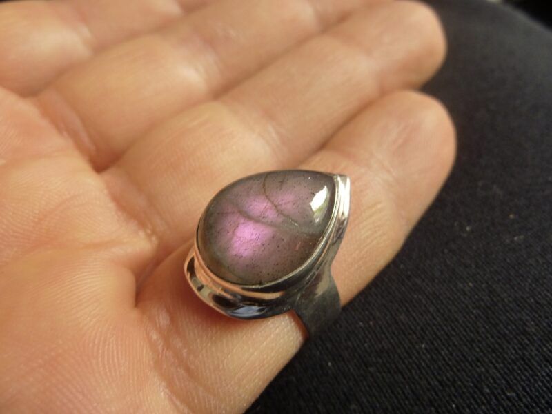 BAGUE LABRADORITE VIOLETTE RARE & ARGENT 925 TAILLE 56 1/2 ref 5210 – Image 4