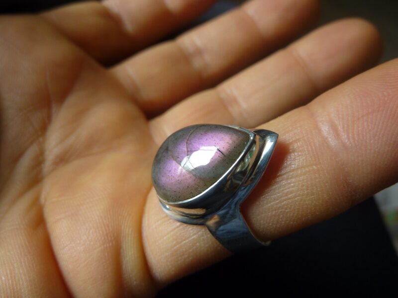 BAGUE LABRADORITE VIOLETTE RARE & ARGENT 925 TAILLE 56 1/2 ref 5210 – Image 3