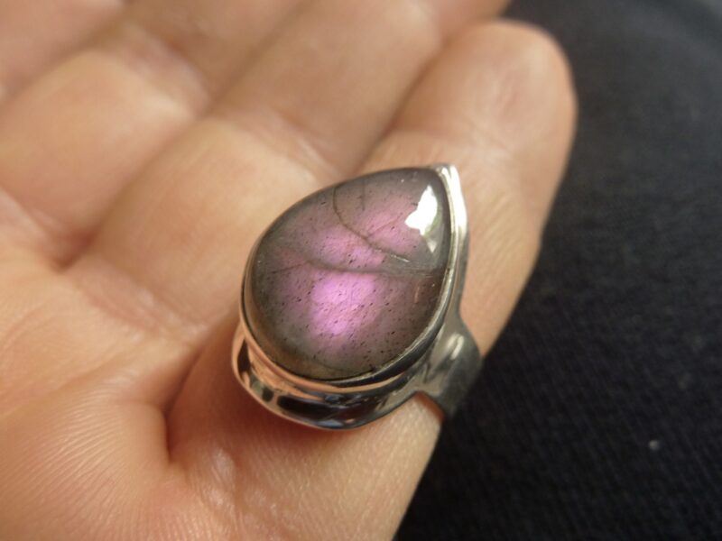 BAGUE LABRADORITE VIOLETTE RARE & ARGENT 925 TAILLE 56 1/2 ref 5210 – Image 2