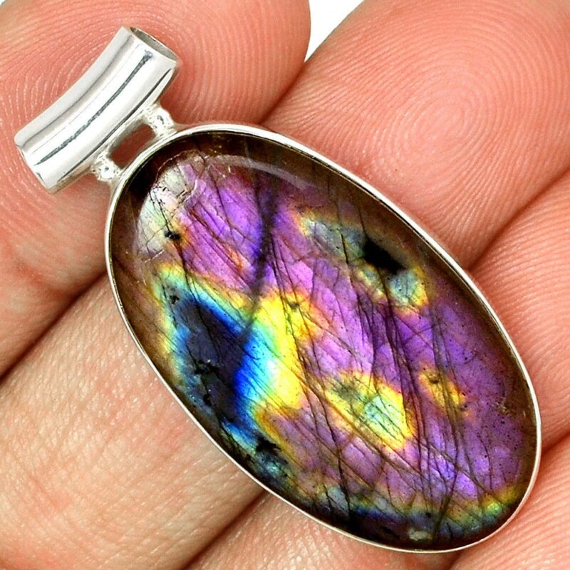 Pendentif protection labradorite violet très rare! Monture argent 925 ref 9103
