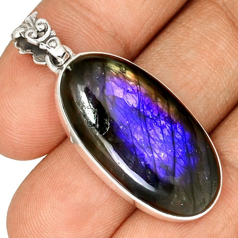 Pendentif protection labradorite violet très rare! Monture argent 925 ref 4884