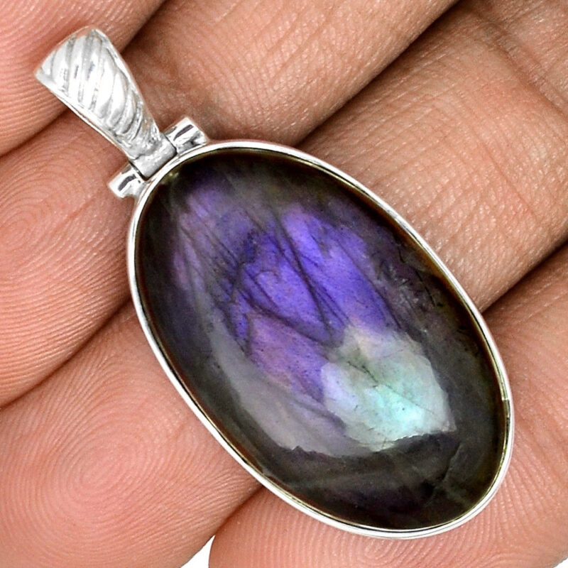 Pendentif protection labradorite violet très rare! Monture argent 925 ref 7549