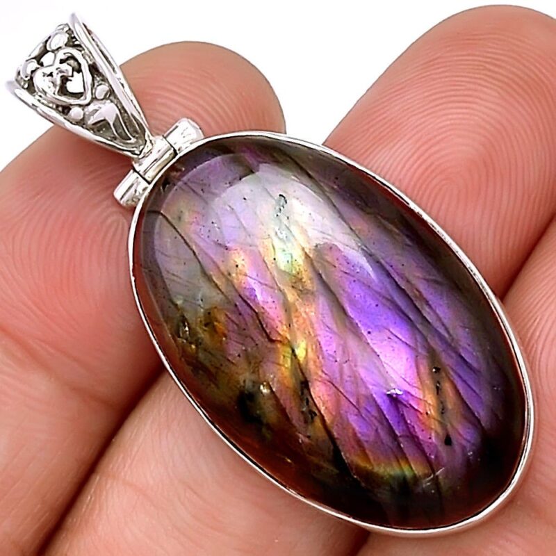 Pendentif protection labradorite violet très rare! Monture argent 925 ref 7496