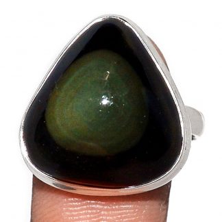 Bague obsidienne oeil celeste argent 925 taille 58 3/4 ref 4964