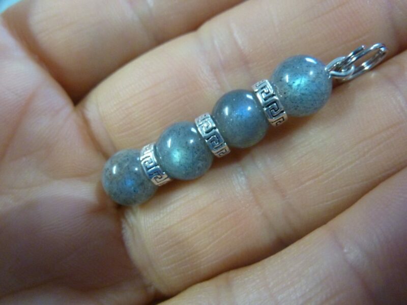 Pendentif Labradorite perles 8 mm