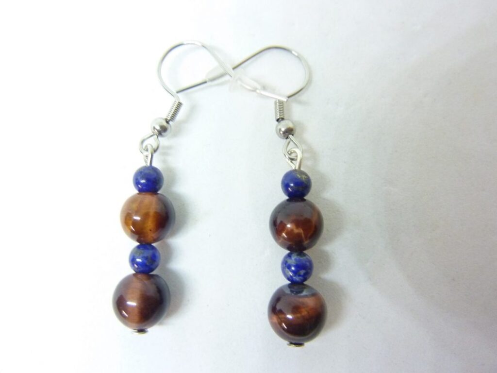 Boucles d’oreilles OEIL DE TAUREAU,LAPIS LAZULI