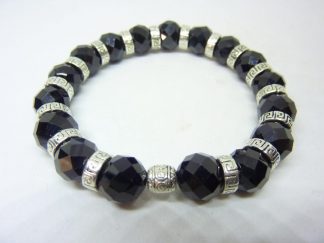 Bracelet spinelle noir qualité AA perles 10 mm à facettes