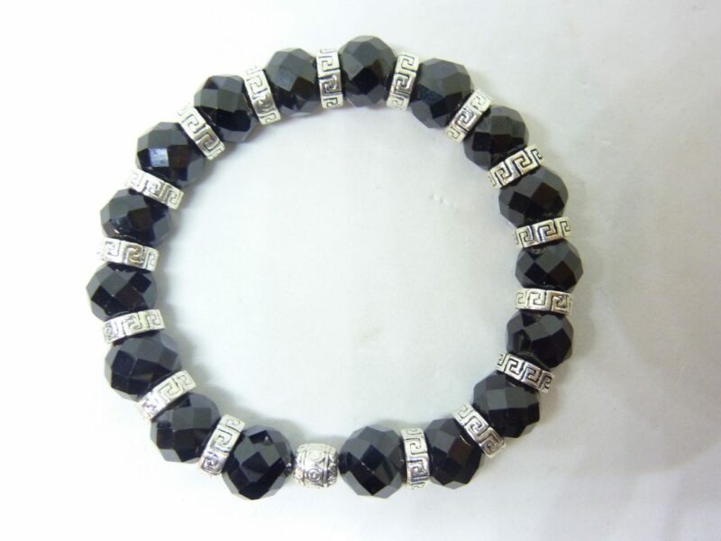 Bracelet spinelle noir qualité AA perles 10 mm à facettes