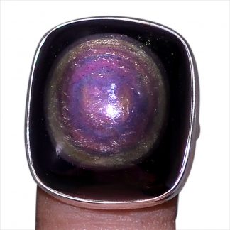 Bague obsidienne oeil celeste argent 925 taille 61 ref 1970