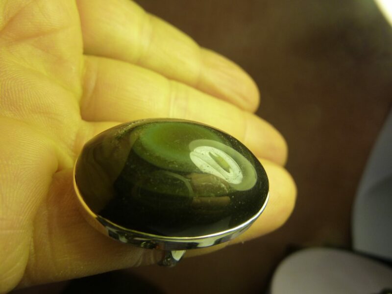 Bague obsidienne oeil celeste argent 925 taille 55 1/4 ref 4535