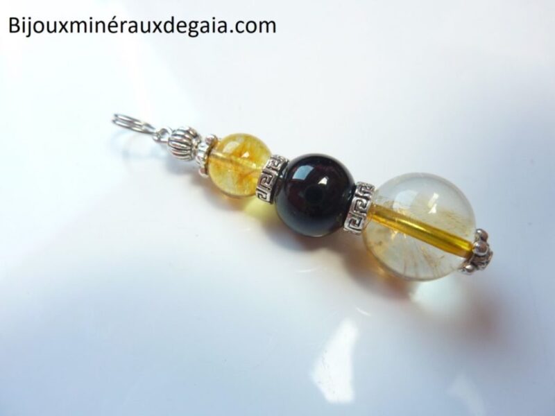 Pendentif Citrine-Spinelle noir : Joie et protection