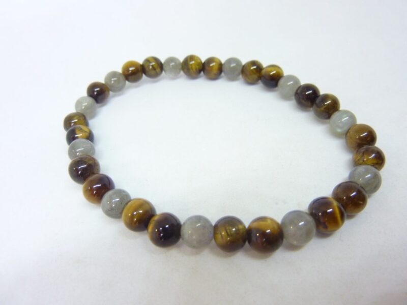 Bracelet oeil de tigre,labradorite perles 6 mm