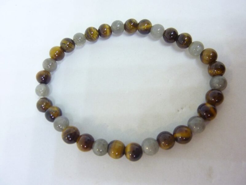 Bracelet oeil de tigre,labradorite perles 6 mm