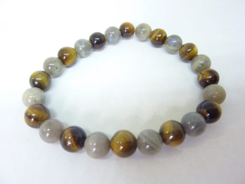 Bracelet oeil de tigre,labradorite perles 8 mm