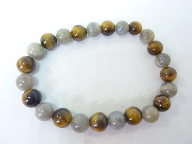 Bracelet oeil de tigre,labradorite perles 8 mm