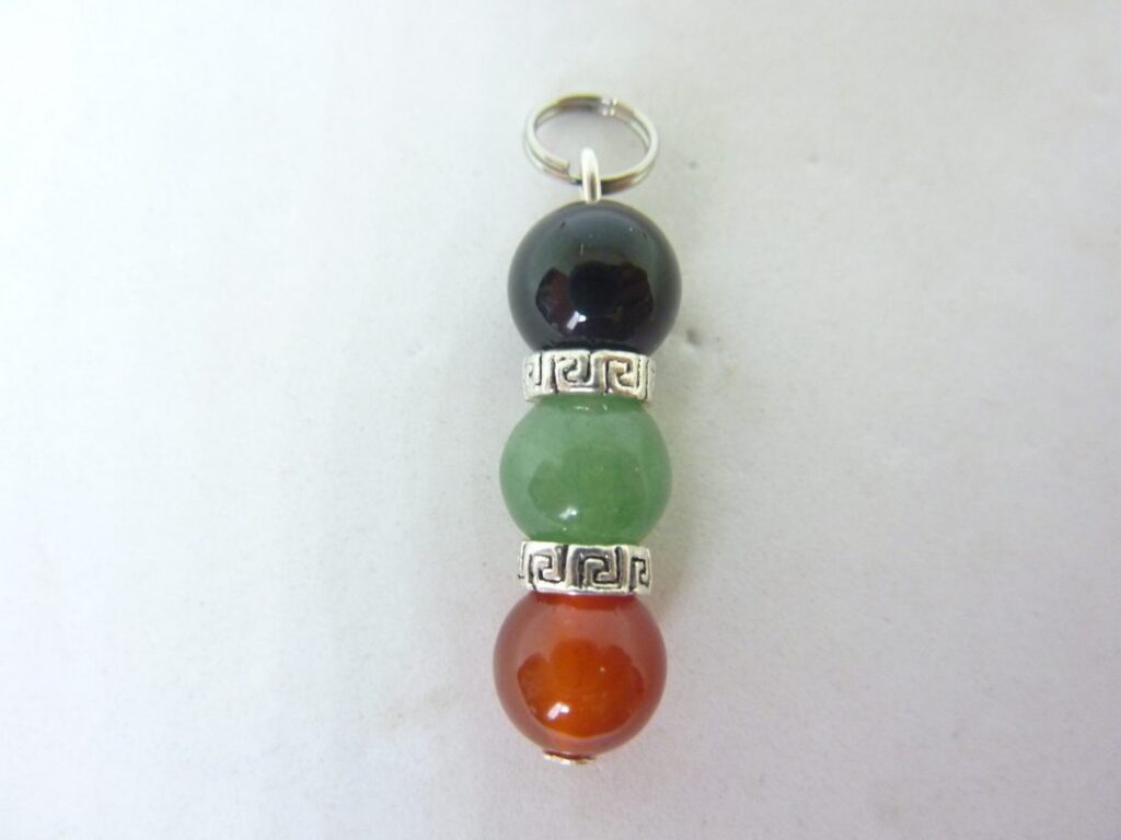 Pendentif Tourmaline noire-cornaline-aventure verte