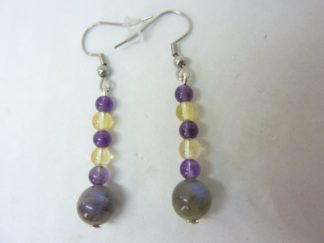 Boucles d'oreilles Amethyste,citrine,labradorite