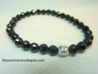 Bracelet spinelle noir perles à facettes 6 mm