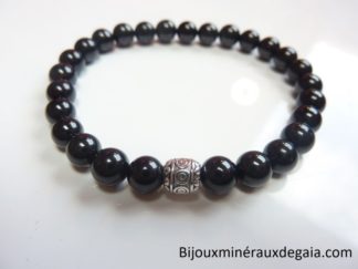 Bracelet spinelle noir-perles rondes 6 mm qualité AA