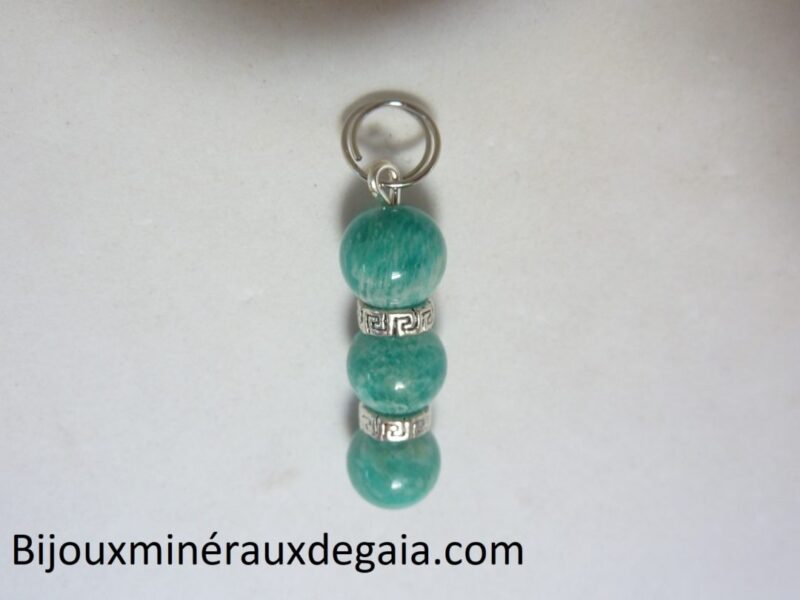 Pendentif Amazonite perles rondes 8 mm