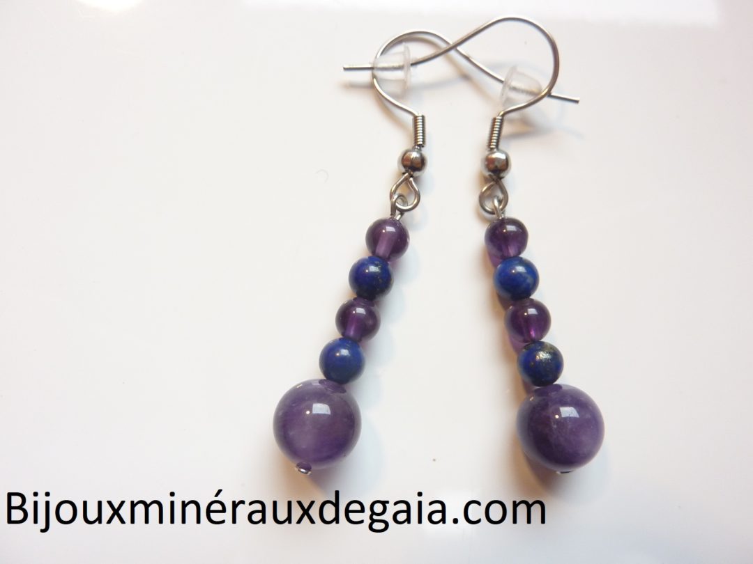 Boucles d'oreilles Améthyste-Lapis lazuli