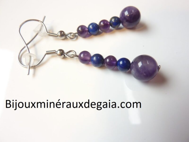 Boucles d'oreilles Améthyste-Lapis lazuli