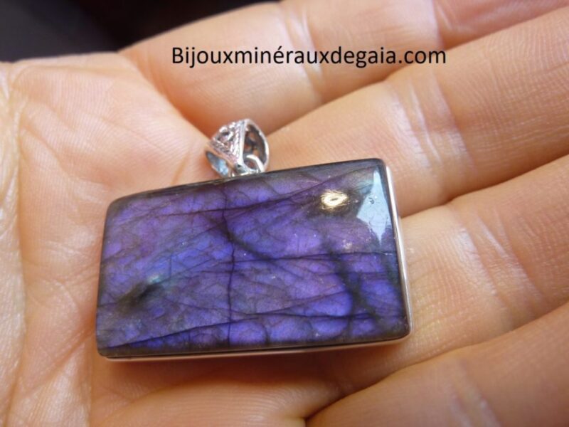 Pendentif protection labradorite violet très rare! Monture argent 925 ref 9921
