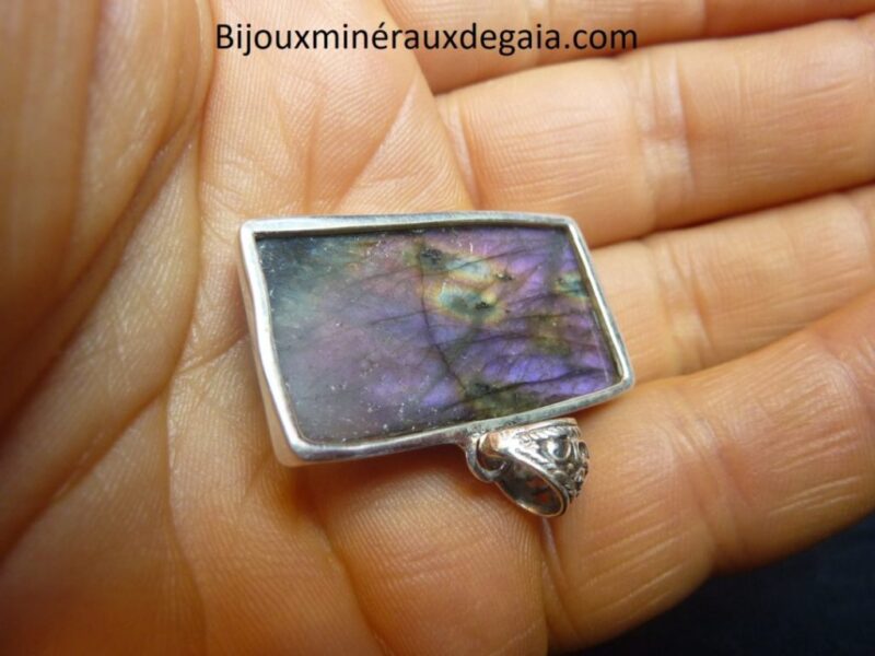 Pendentif protection labradorite violet très rare! Monture argent 925 ref 9921
