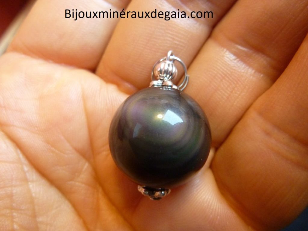 Pendentif Obsidienne oeil céleste ref 7235