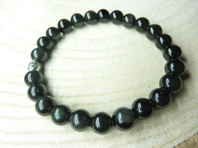 Bracelet Obsidienne oeil céleste - perles rondes 8 mm