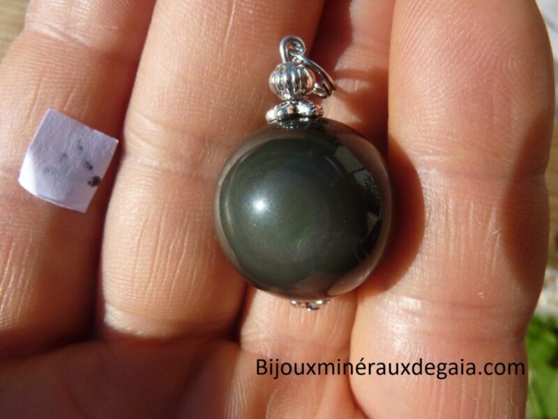 Pendentif Obsidienne oeil céleste ref 0868