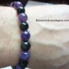 Bracelet Améthyste-Obsidienne oeil céleste perles 8 mm Bracelet Améthyste-Obsidienne oeil céleste perles 8 mm