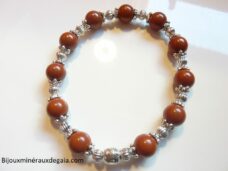 Bracelet Jaspe rouge -Perles rondes 8 mm