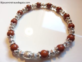 Bracelet Jaspe rouge -Perles rondes 6 mm