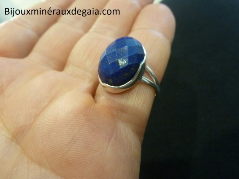 Bague Lapis lazuli monture argent 925 taille 59 ref 7495
