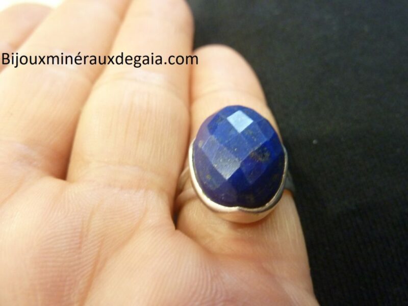 Bague Lapis lazuli monture argent 925 taille 59 ref 7495