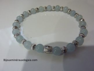 Bracelet aigue marine-Perles rondes 6 mm