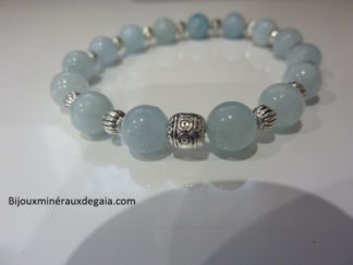 Bracelet aigue marine-Perles rondes 8 mm