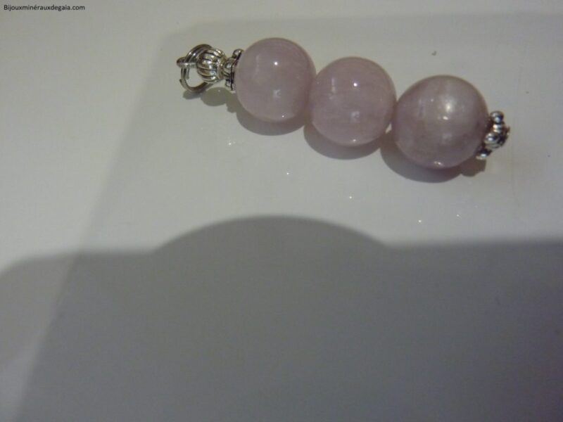 Pendentif Kunzite-Perles rondes 10 mm