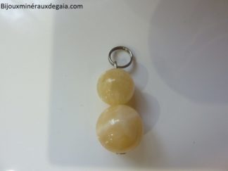 Pendentif Calcite orange - Perles 12-10 mm