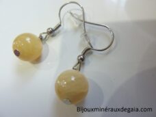 Boucles d'oreilles Calcite orange - Perles rondes 10 mm